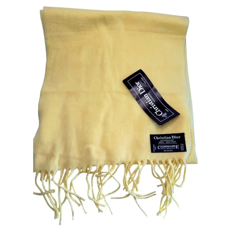 Christian Dior Yellow Monsieur Men's Cashmaire (Acrylic) Scarf (France) RN 61486